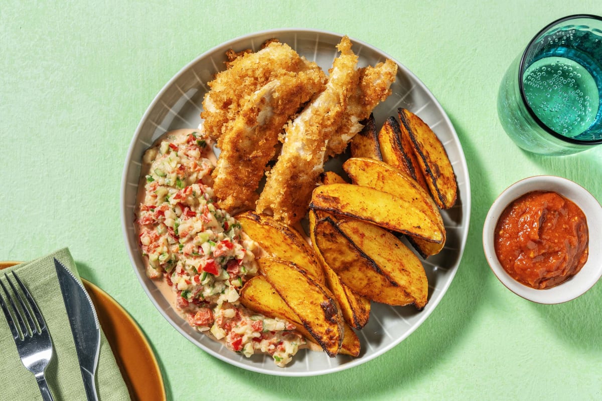 Chicken Fingers mit Tomatendip