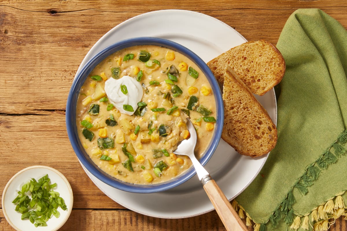 Sweet Corn, Shrimp & Green Pepper Chowder