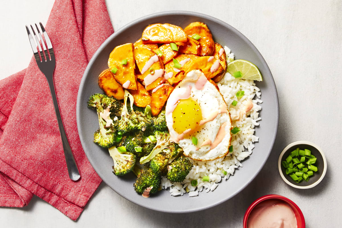 Honey Miso Broccoli & Sweet Potato Donburi