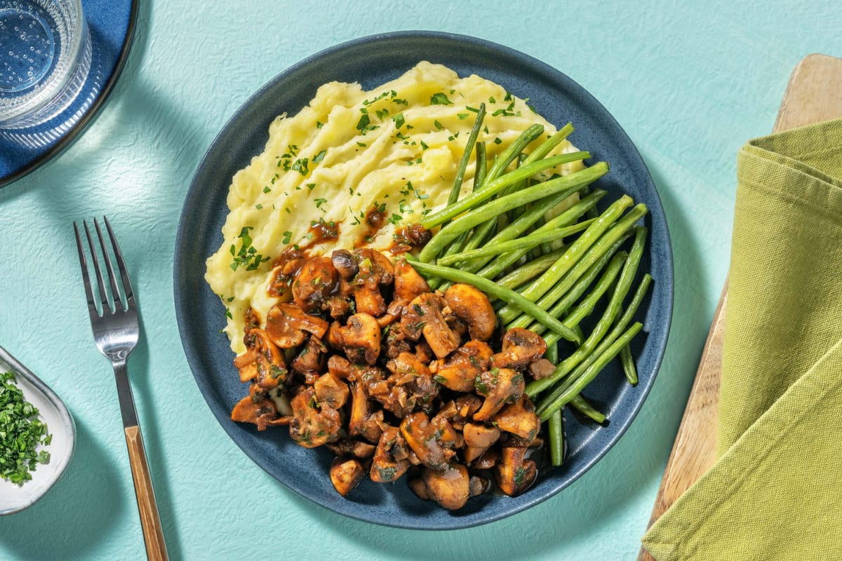 Maronen-Pilz-Ragout mit Knoblauch-Bohnen