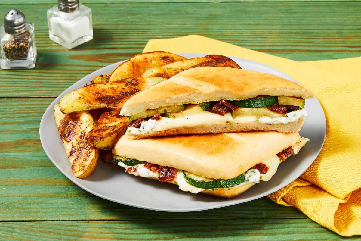 Zucchini, Mozz & Sun-Dried Tomato Panini