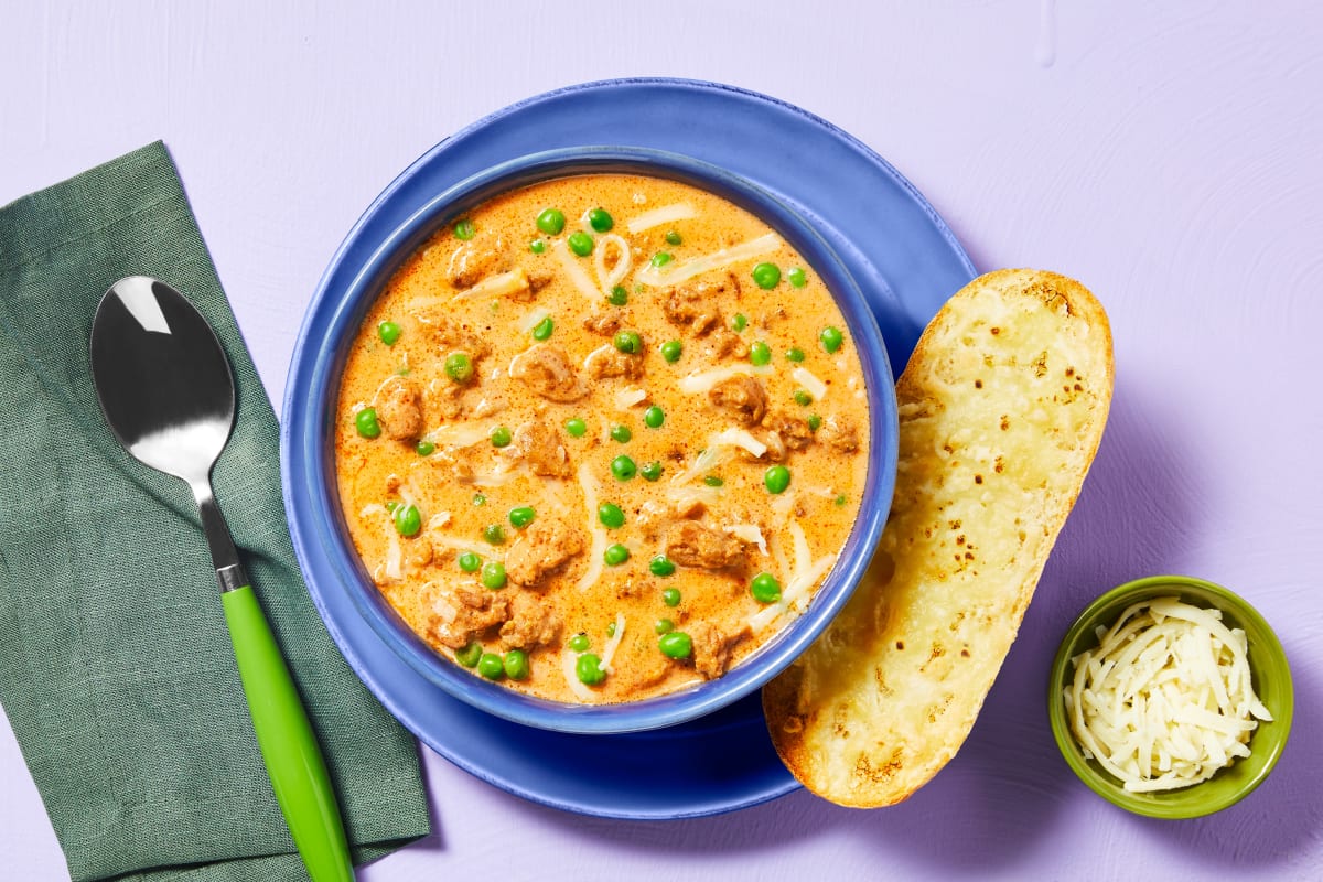 Creamy Tomato Soup with Chicken Sausage