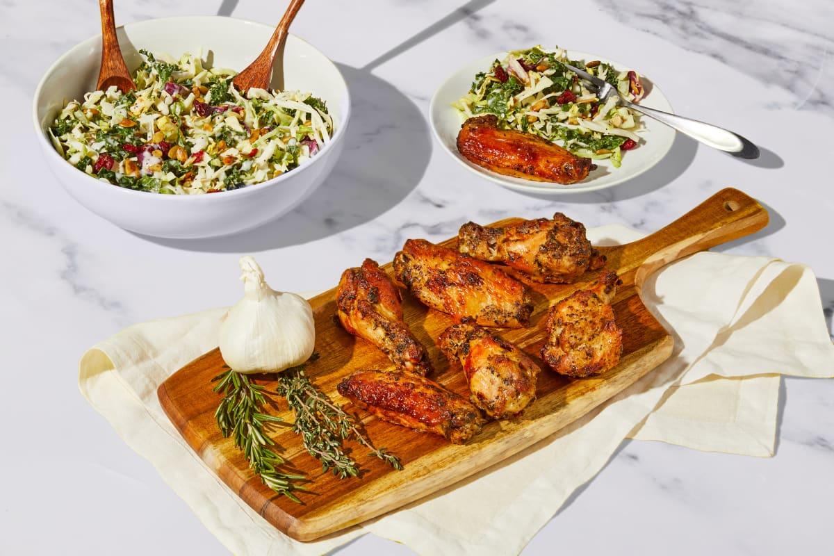 Chicken Wings & Kale Salad