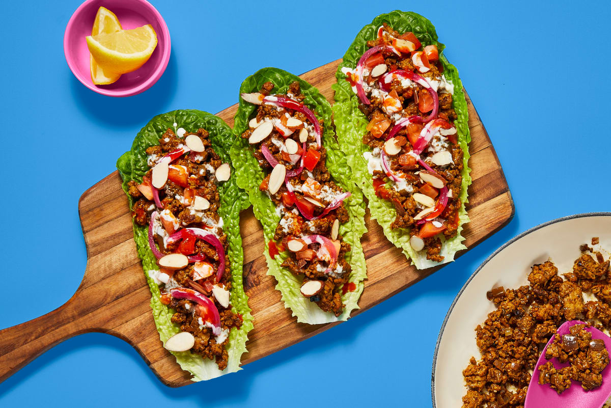 One-Pan Shawarma Turkey Lettuce Wraps