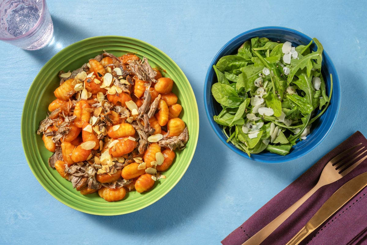 Roast Beef Brisket Ragu Gnocchi with Parmesan Cheese & Rocket Salad