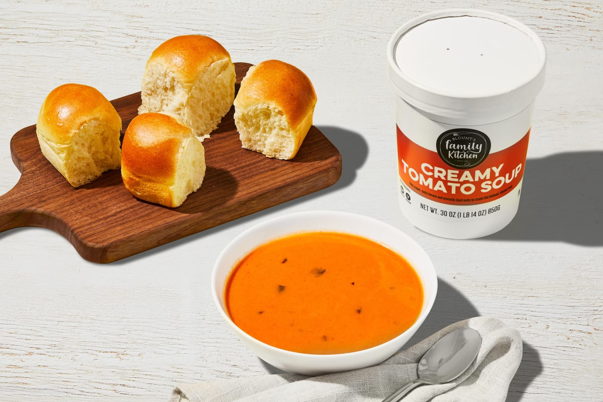 Creamy Tomato Soup with Parker House Rolls
