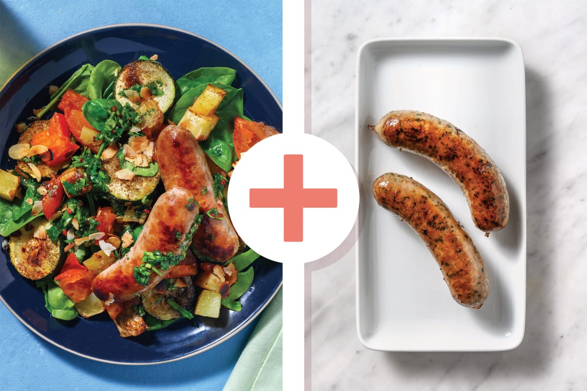 Double Oven-Baked Pork Sausages & Chimichurri 