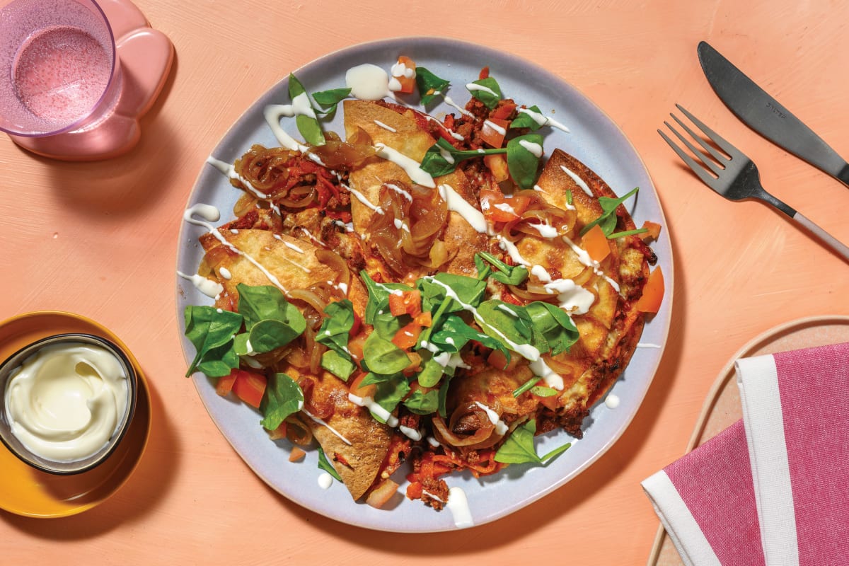 Cheesy Louisiana Veggie Mince Quesadillas