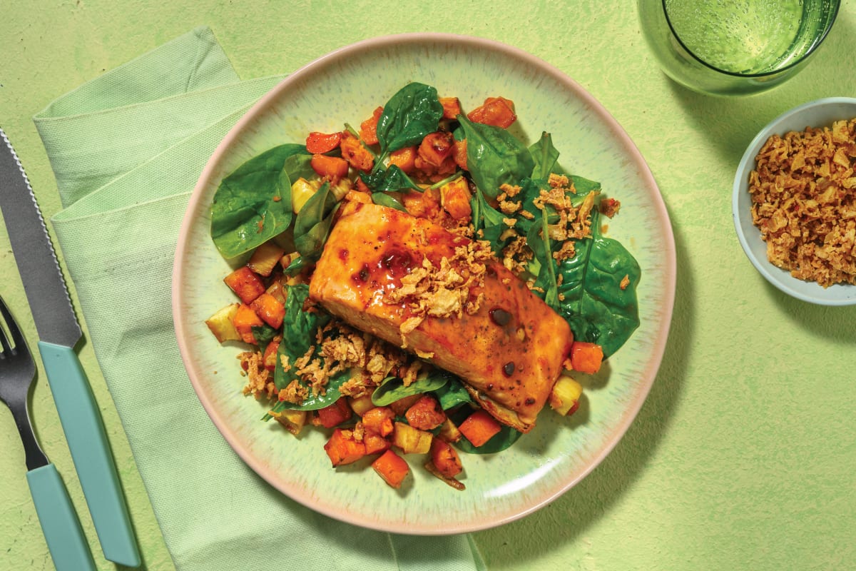 Miso-Glazed Salmon & Roast Pumpkin Medley