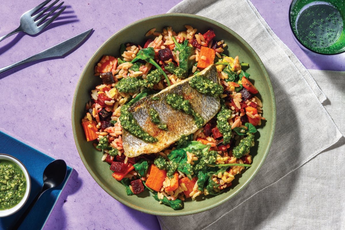 Mediterranean Barramundi & Autumn Veg Risoni Recipe | HelloFresh