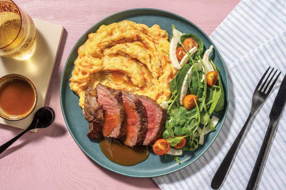 Beef Rump, Tomato Salad & Carrot Smash