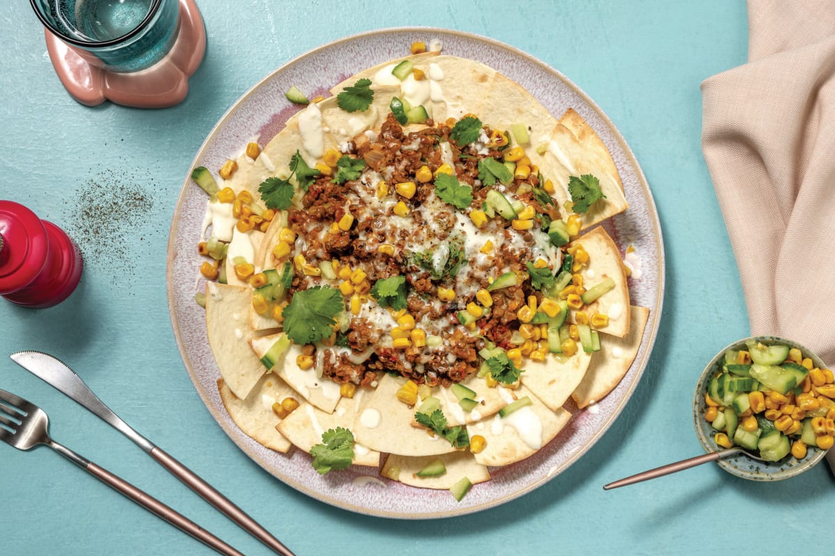 Loaded Mexican Lentil Nachos