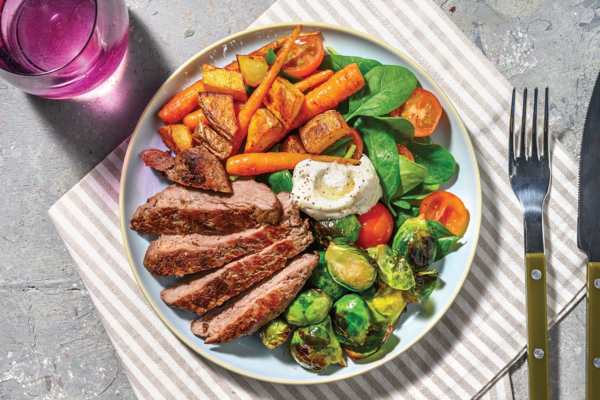 Seared Rump & Sprout-Dutch Carrot Toss Recipe | HelloFresh