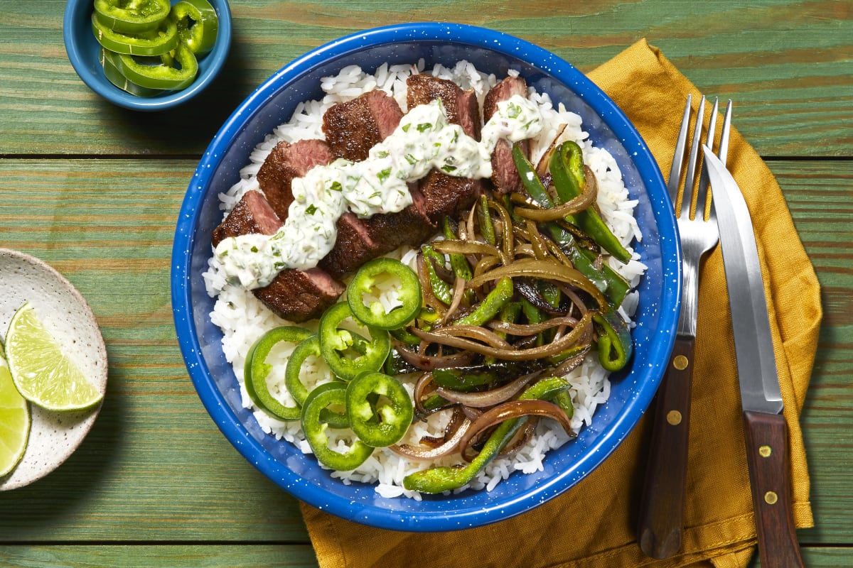 Creamy Cilantro Steak Bowls