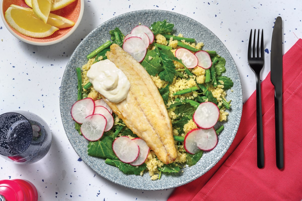 Quick Middle Eastern White Fish & Zesty Couscous Salad