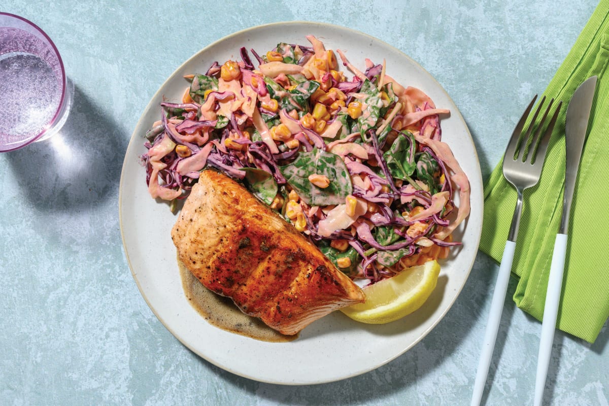 Seared Salmon & Garlic Butter Sauce