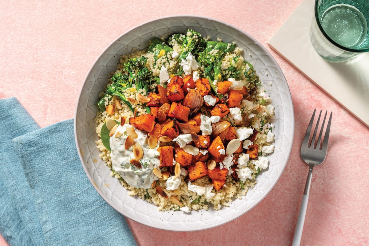 Harissa Roasted Pumpkin & Spinach Couscous