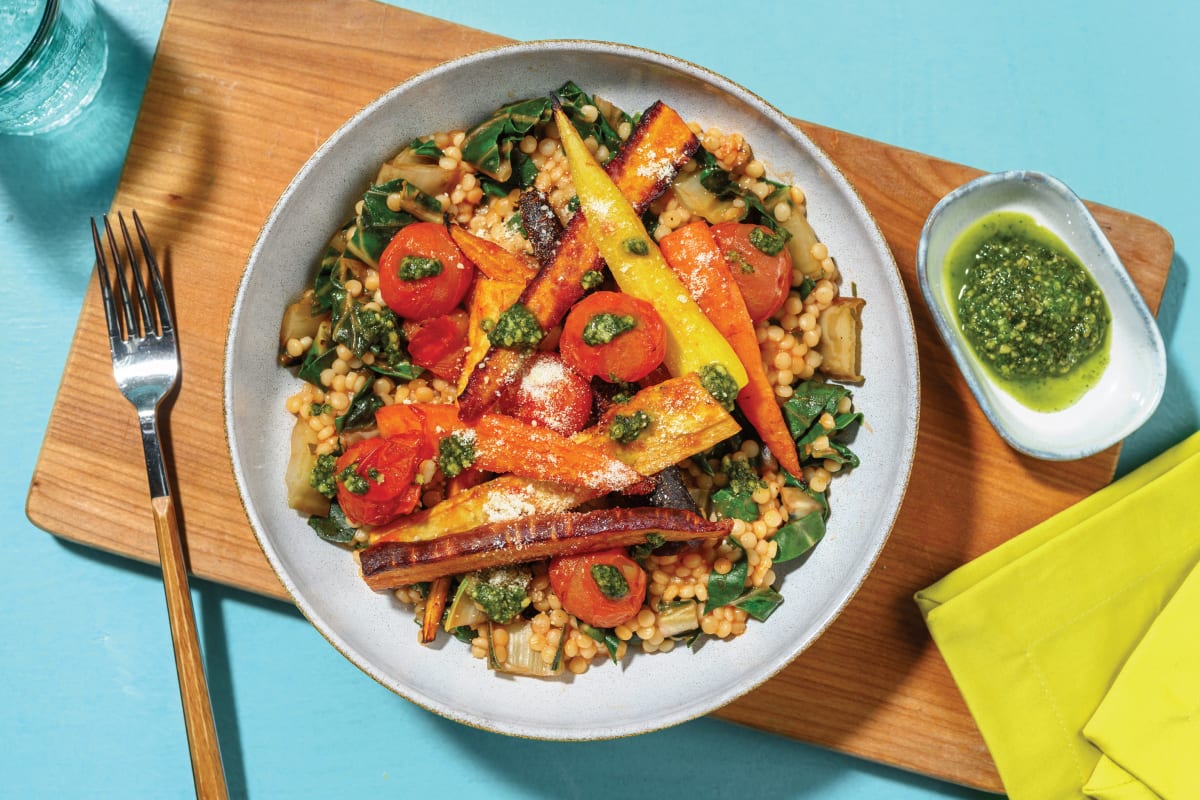 Rainbow Carrot & Tomato-Baked Couscous