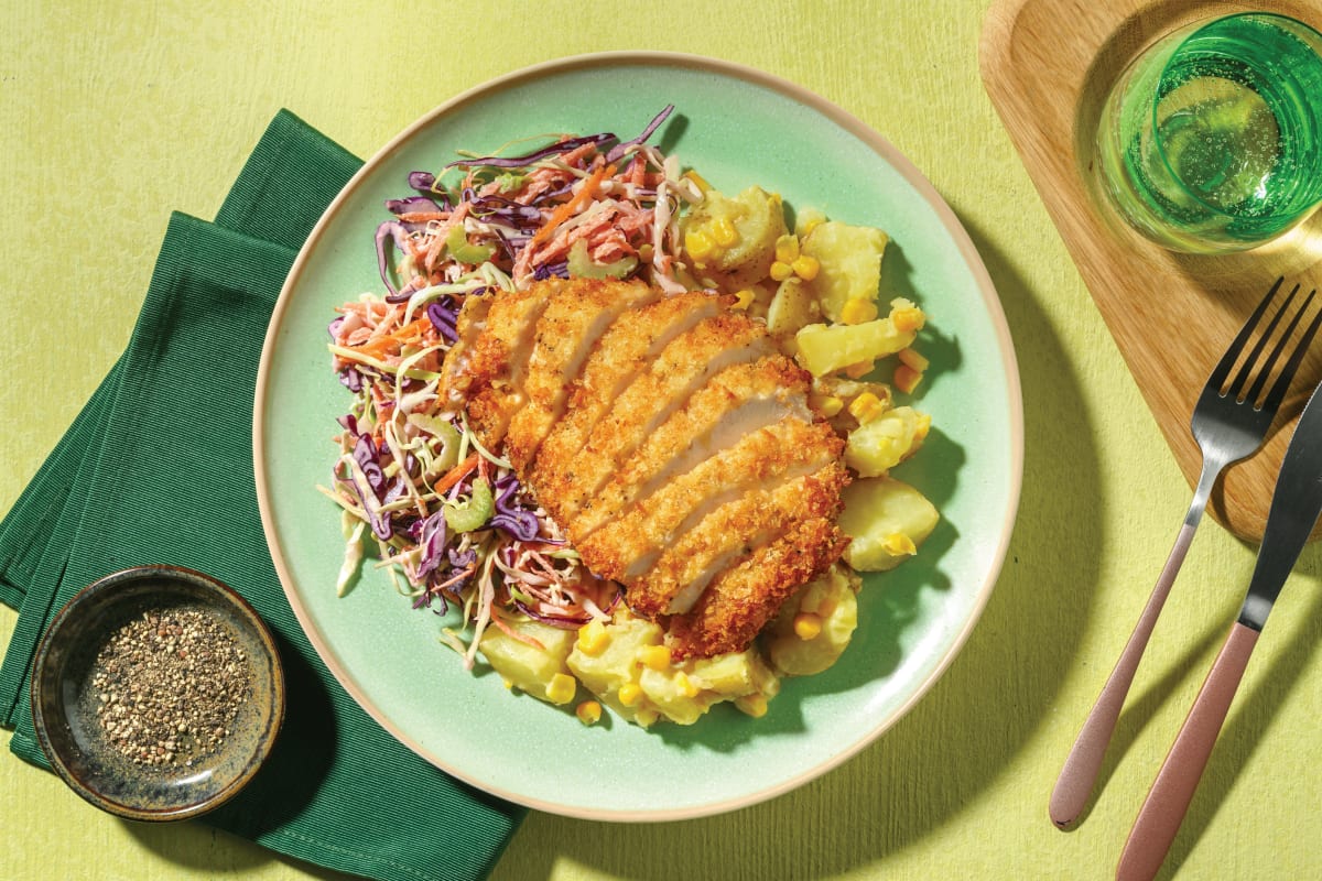 Quick Tex-Mex Crumbed Chicken & Celery Slaw