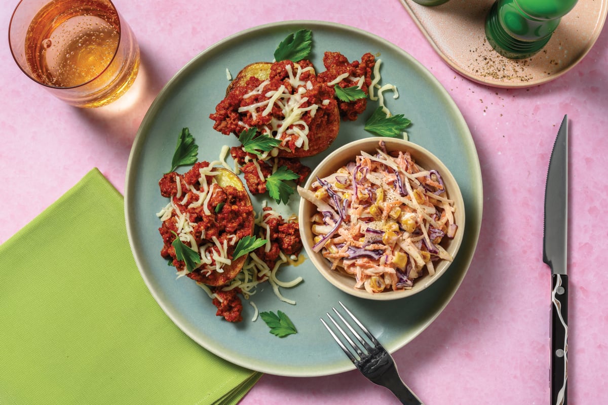 Easy Caribbean Beef Chilli Jacket Potatoes