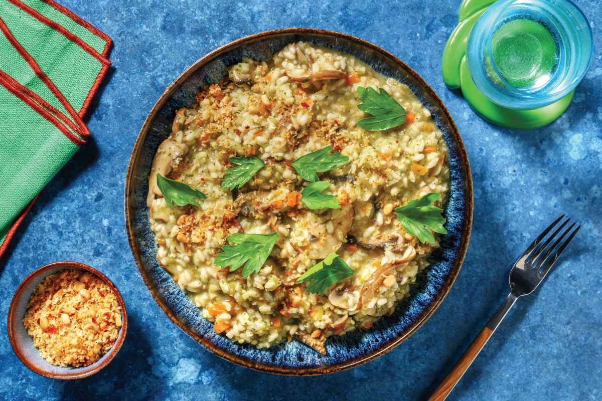 Plant-Based Basil Pesto & Mushroom Risotto