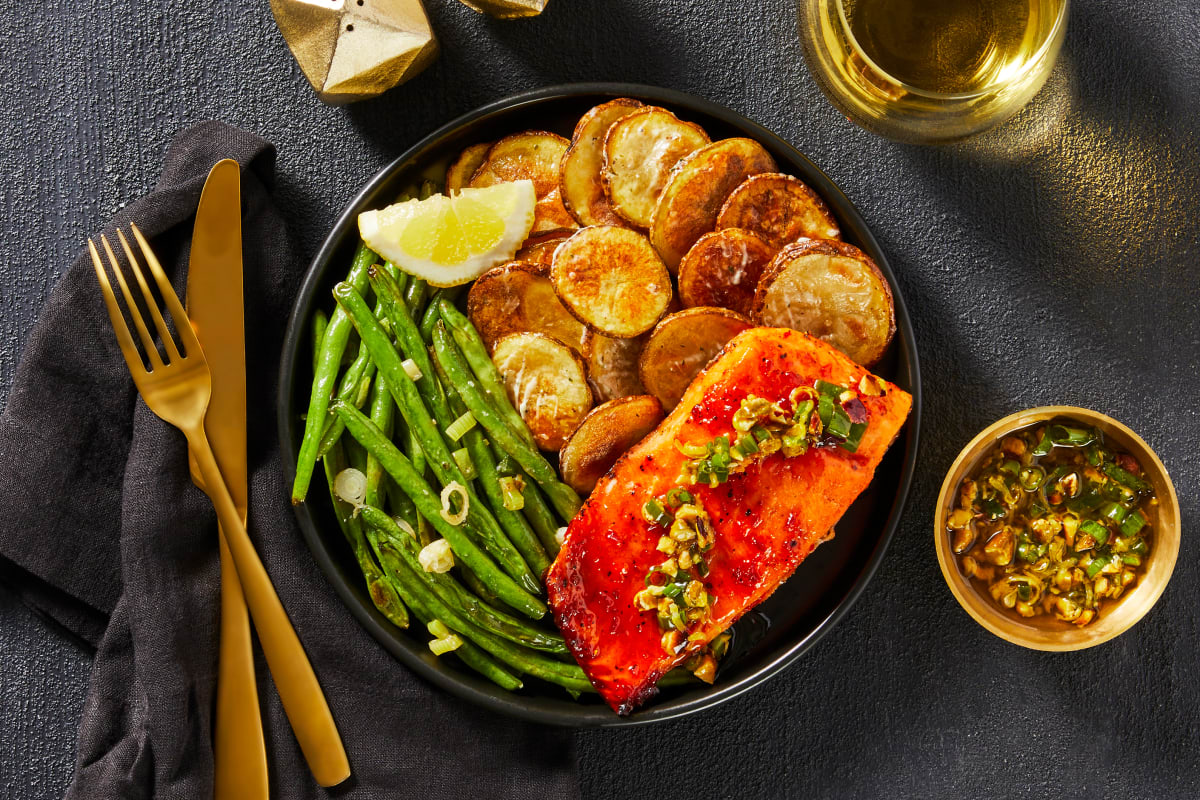 Trout with Pistachio-Scallion Gremolata