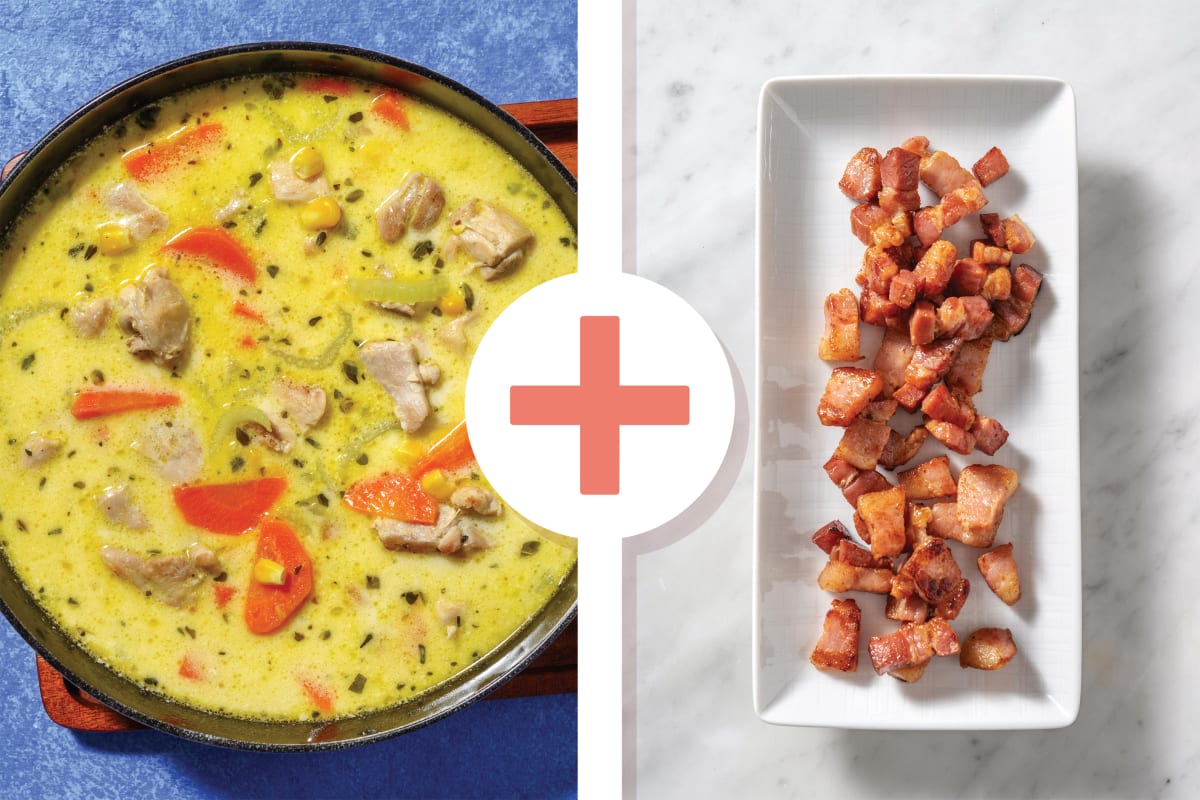 One-Pot Creamy Chicken, Bacon & Corn Soup