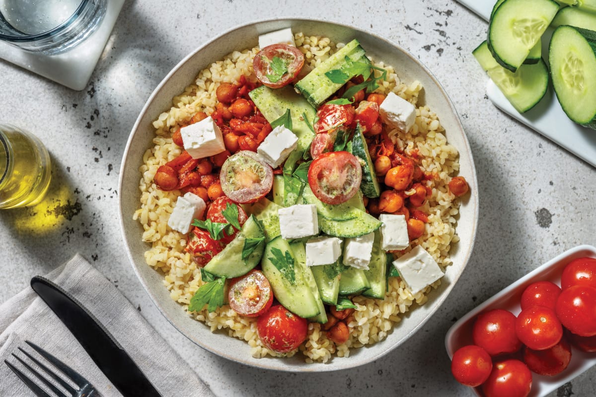 Mediterranean Chicken & Chickpea Bulgur Bowl