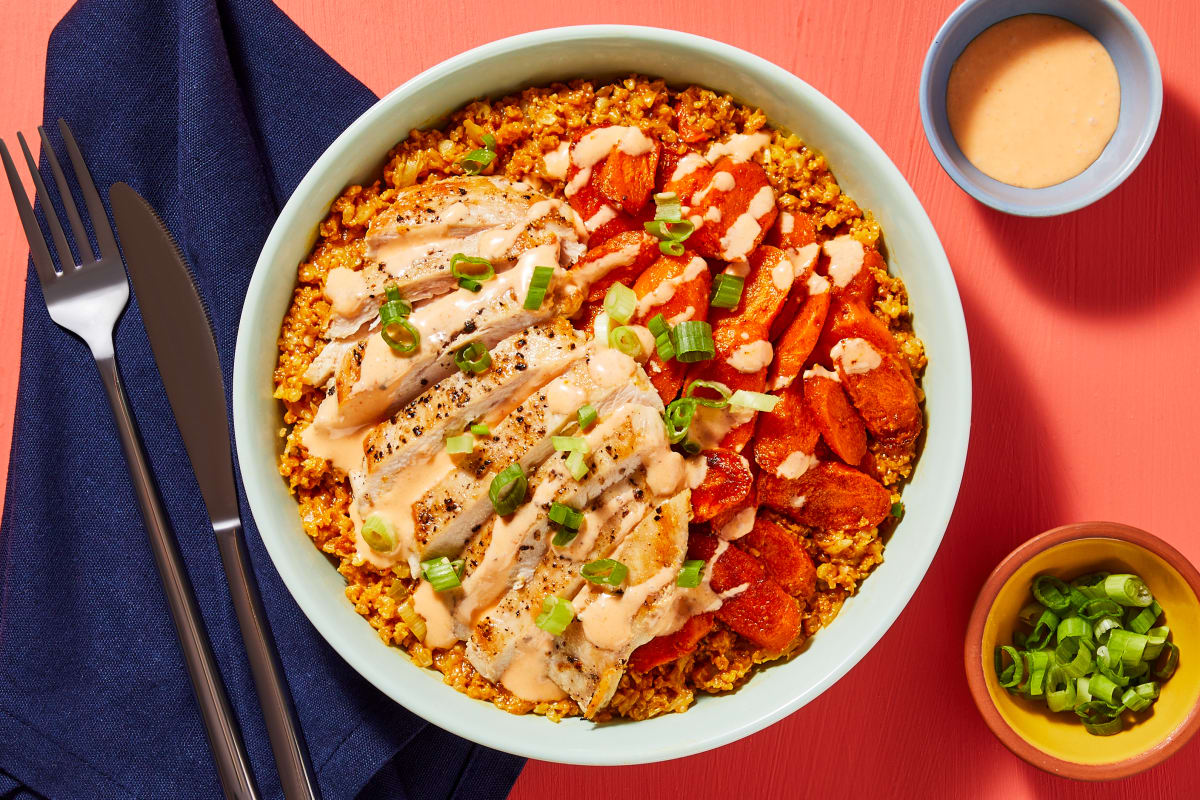 Chicken & Cheesy Cauliflower-Rice Bowls