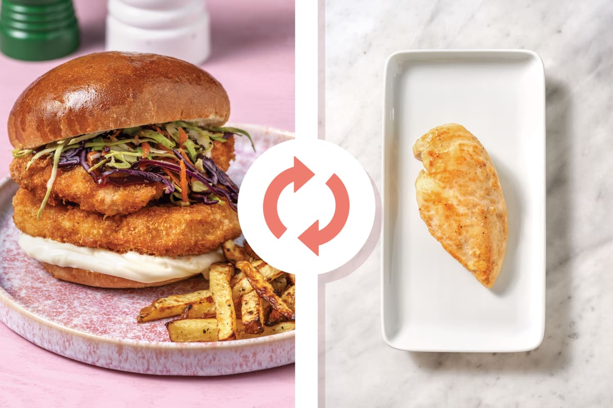 American-Spiced Chicken Schnitzel & Slaw Burger