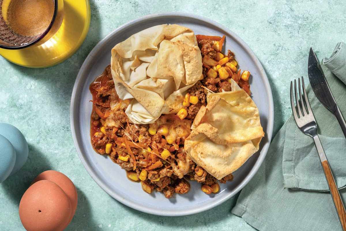 BBQ Beef & Veggie Filo Pie