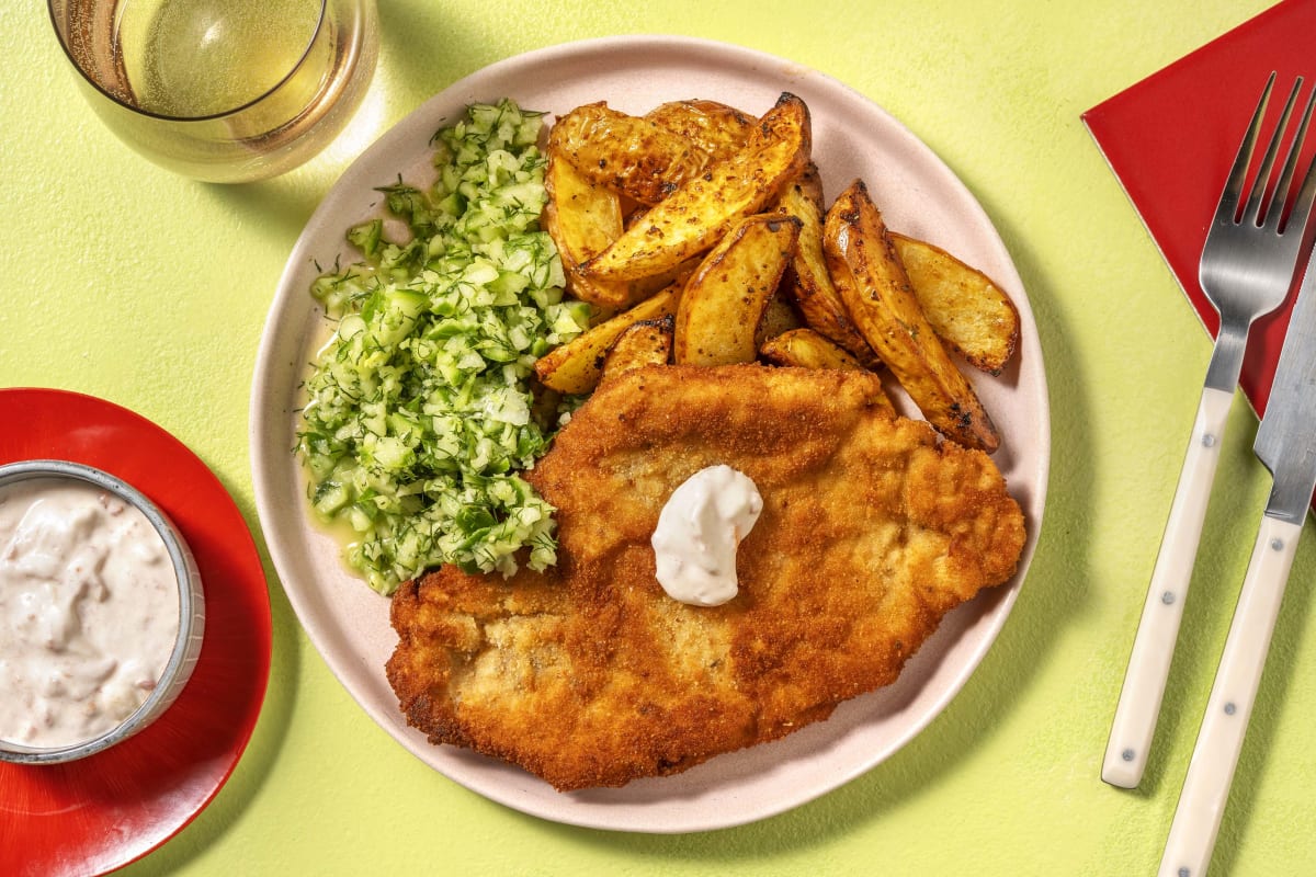 Schnitzel mit Ofenkartoffeln