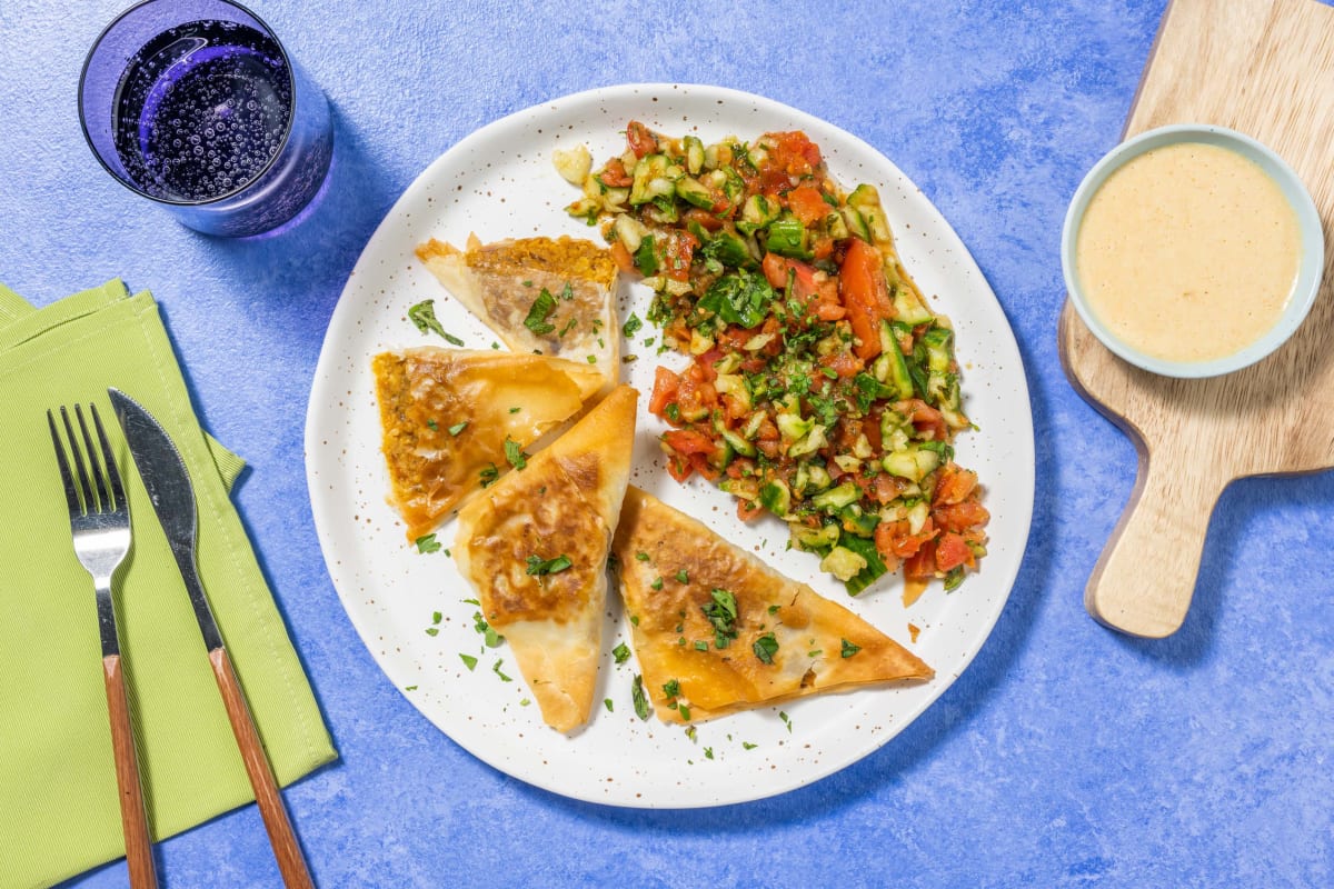 Filo-Samosas mit würziger Kichererbsen-Füllung