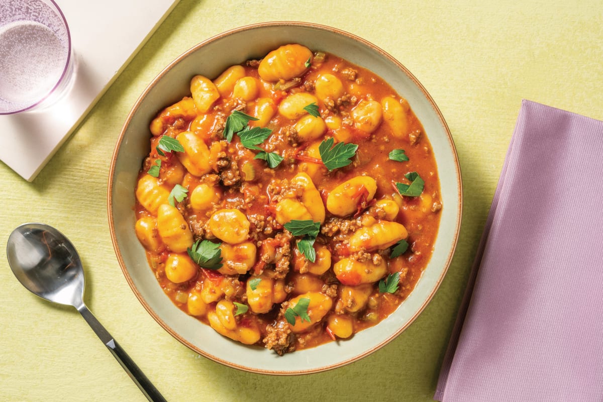 One-Pot Venison & Beef Bolognese Gnocchi