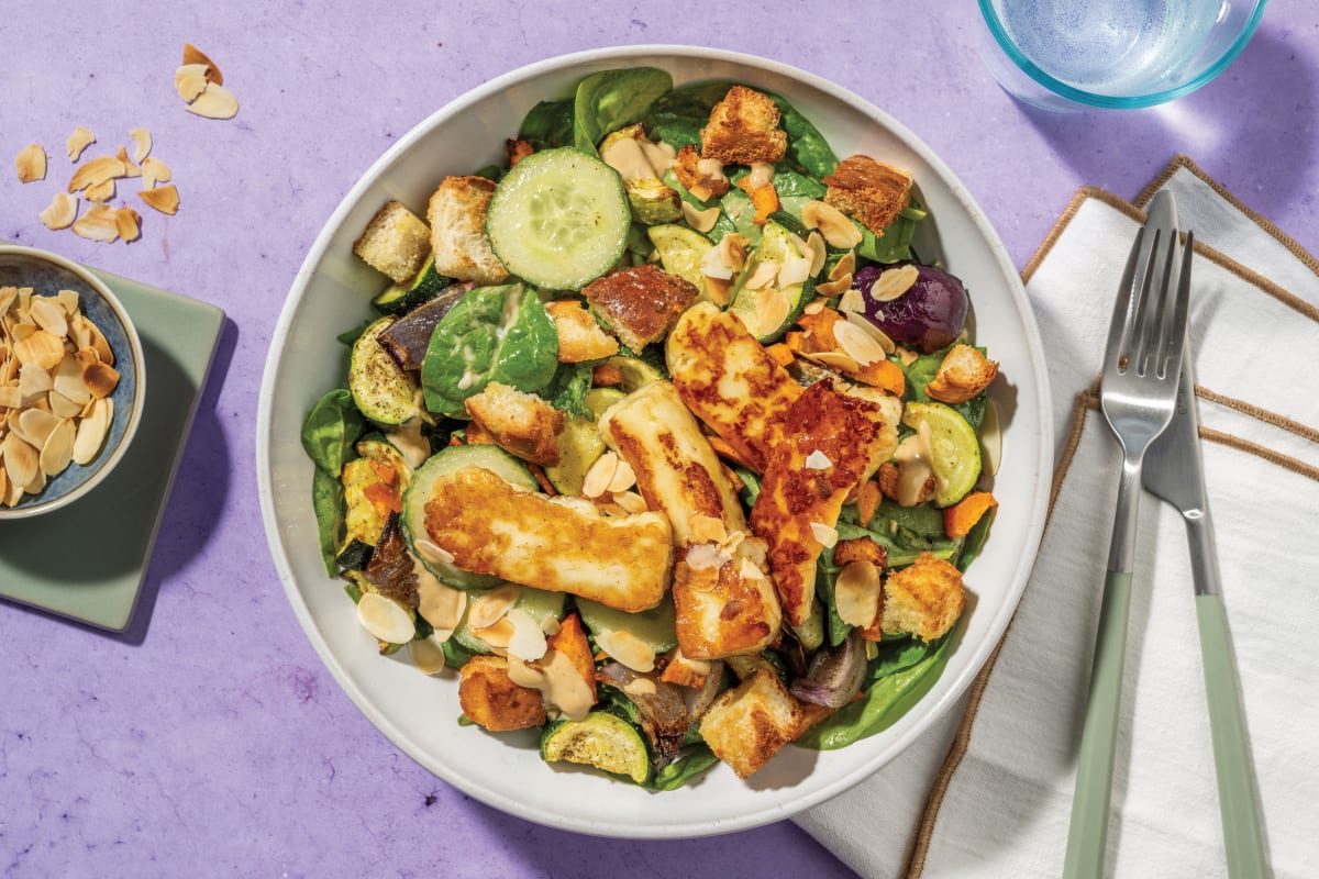 Honey Haloumi & Crouton Veggie Salad