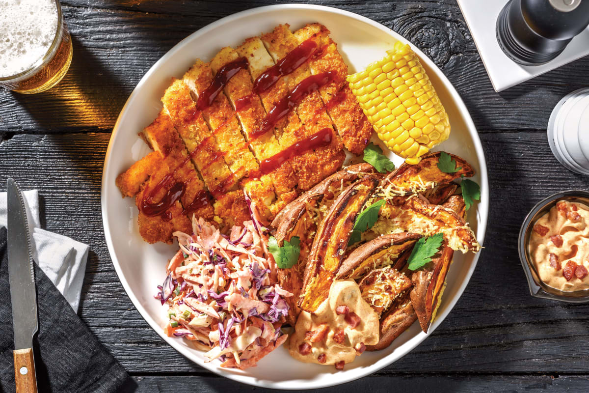 BBQ Chicken Schnitzel & Ranch Slaw