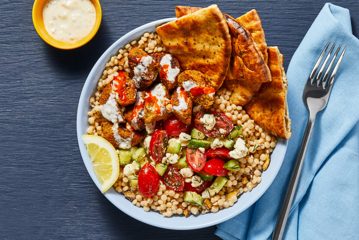 Crispy Falafel with Pistachio Couscous