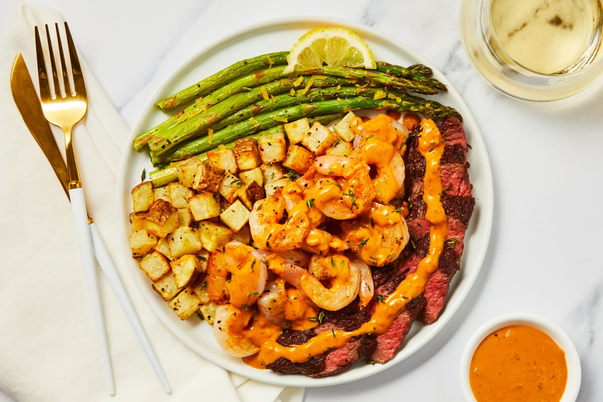 Surf ’N’ Turf with Lemon-Thyme Sauce