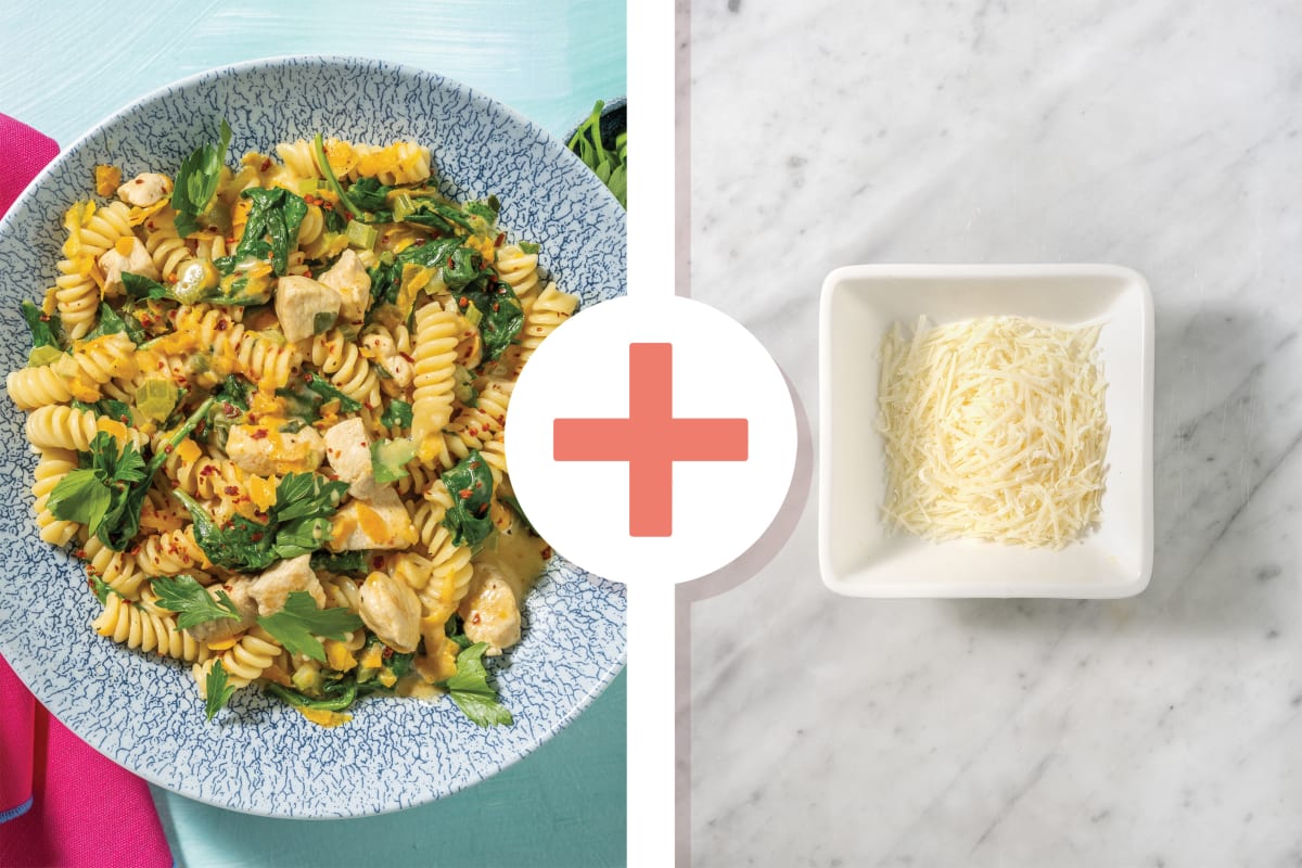 One-Pot Creamy Parmesan Chicken & Veggie Fusilli