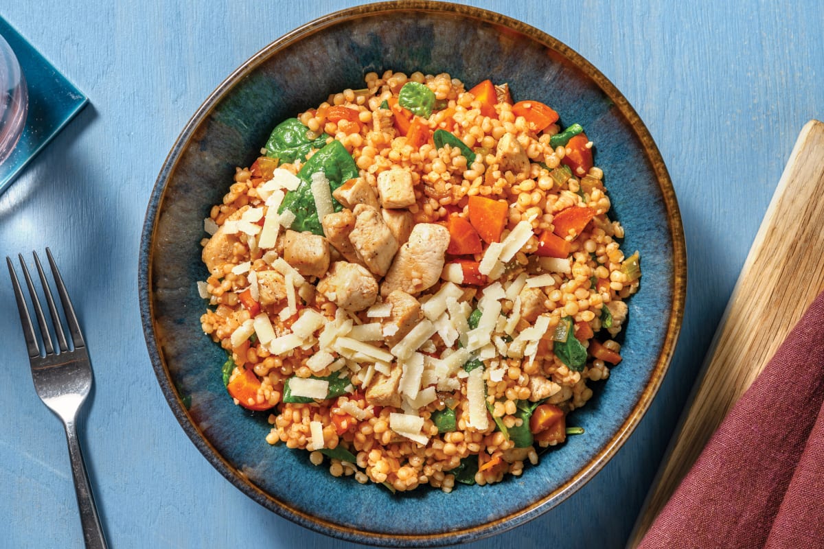 One-Pan Chicken & Israeli Couscous Bowl