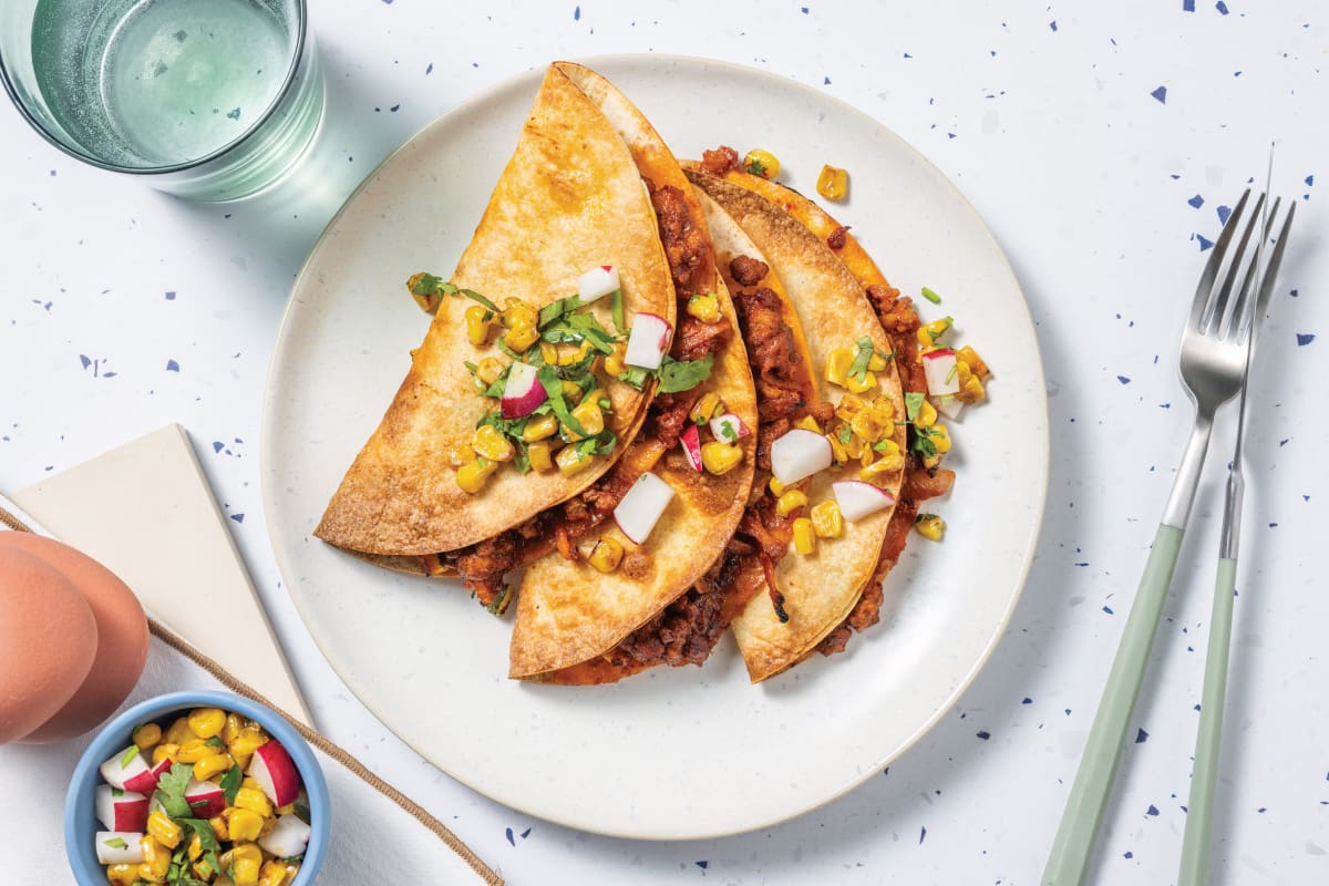 Mexican Plant-Based Mince Quesadillas