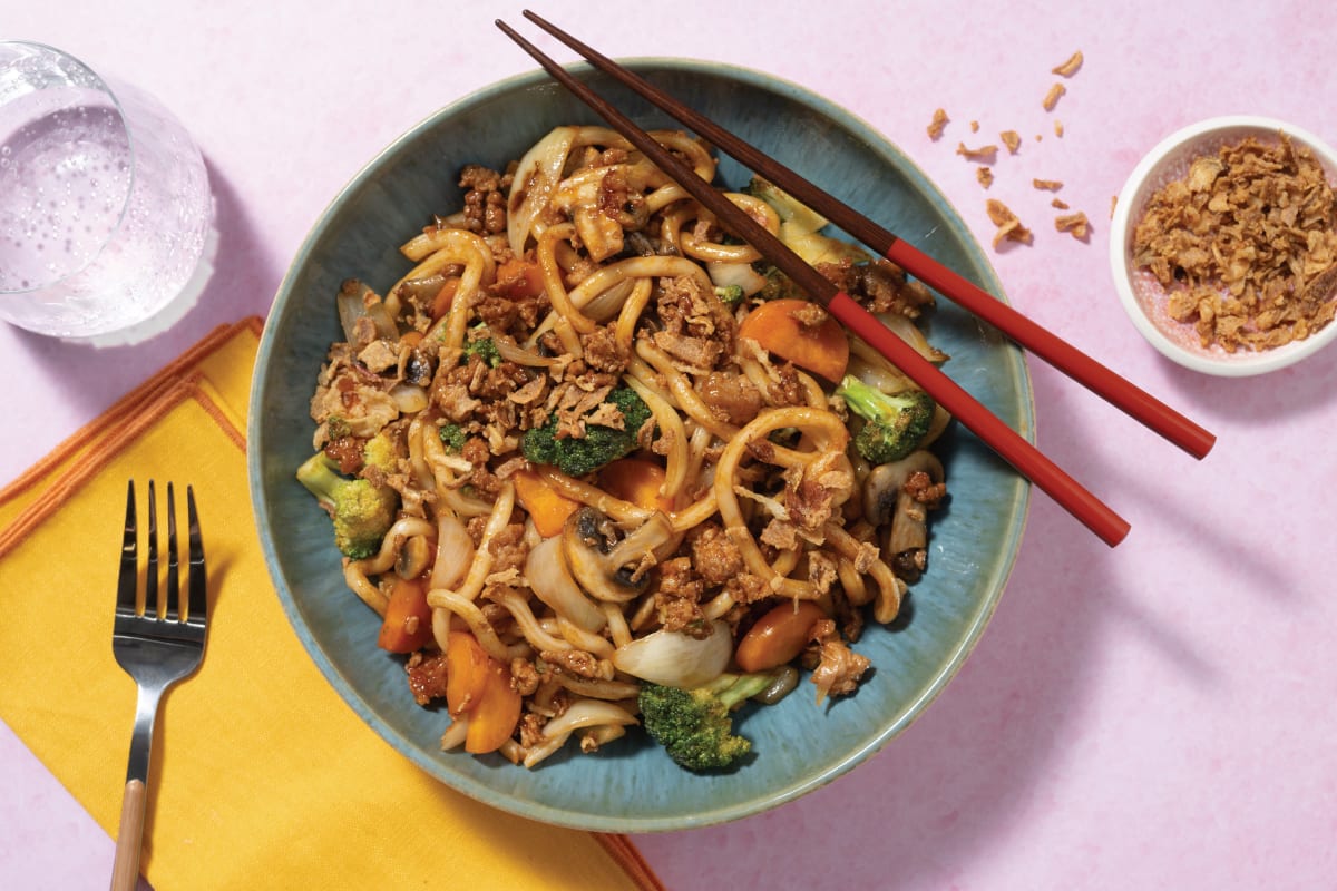 Ssamjang Pork, Mushroom & Udon Noodle Stir-Fry