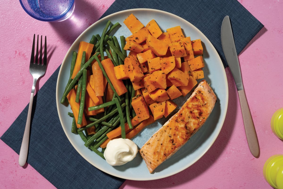 Pan-Fried Salmon & Herby Sweet Potatoes