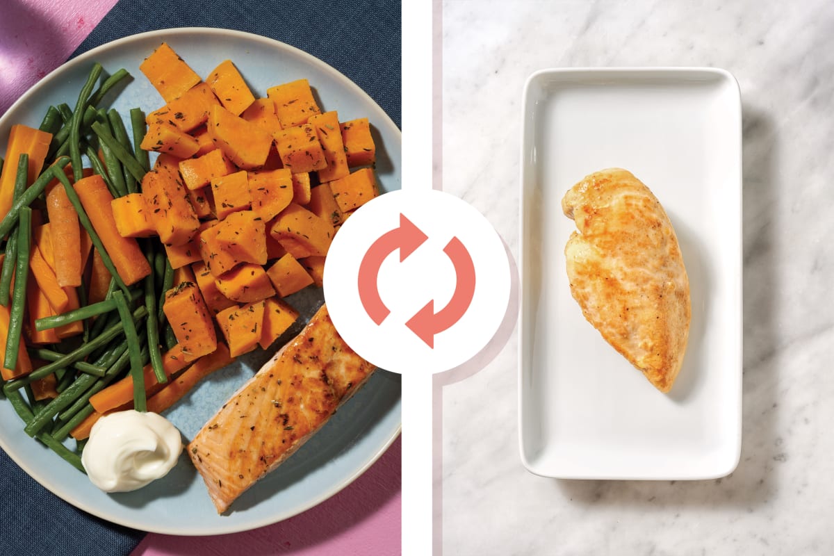 Pan-Fried Chicken & Herby Sweet Potatoes