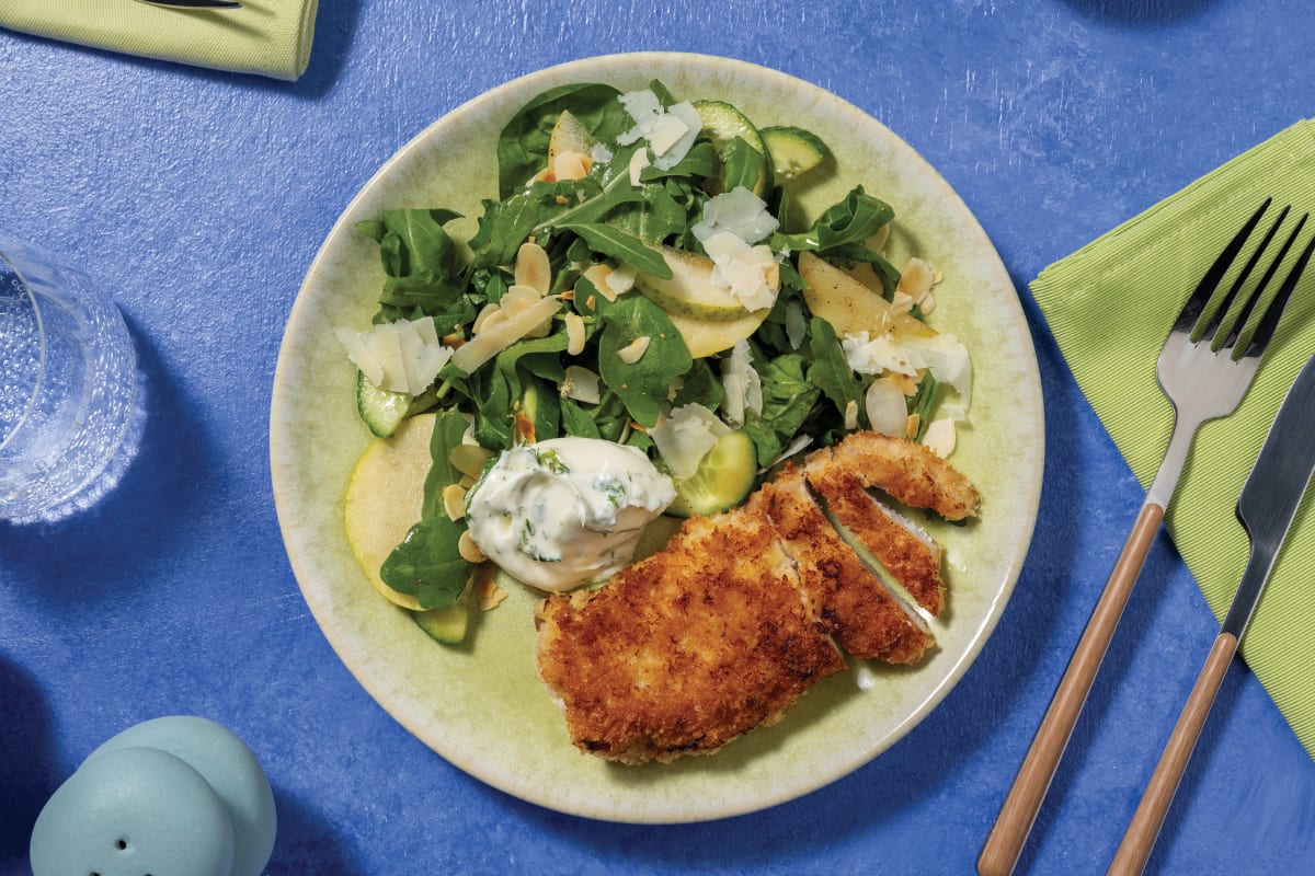 Easy Italian Pork Cotoletta & Cucumber Pear Salad