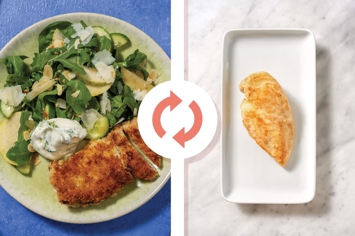 Easy Italian Chicken Cotoletta & Cucumber Pear Salad