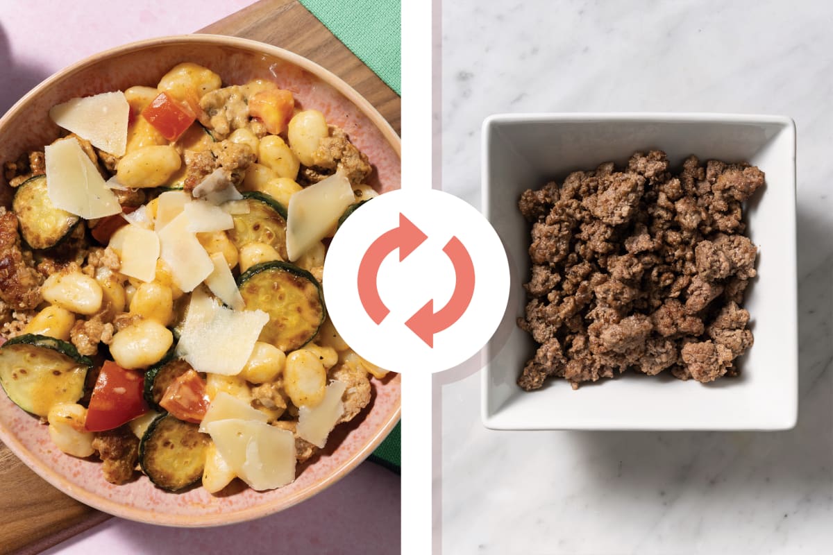 15-min Creamy Beef & Zucchini Gnocchi