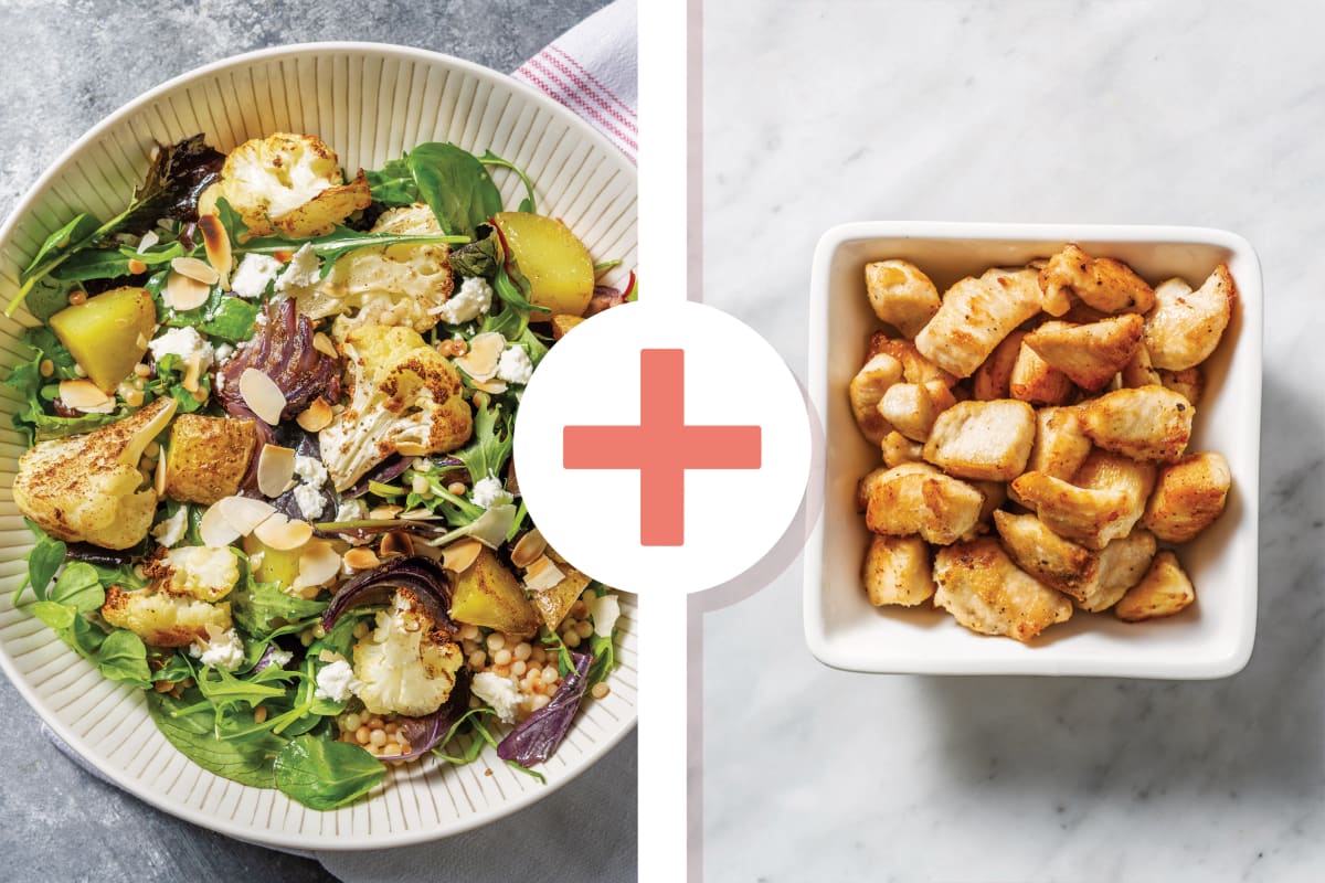 Roast Cauliflower, Chicken & Goat Cheese Salad