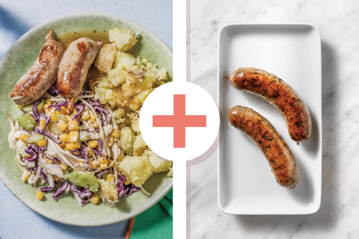 Quick Double Pork Sausages & Peppercorn Gravy