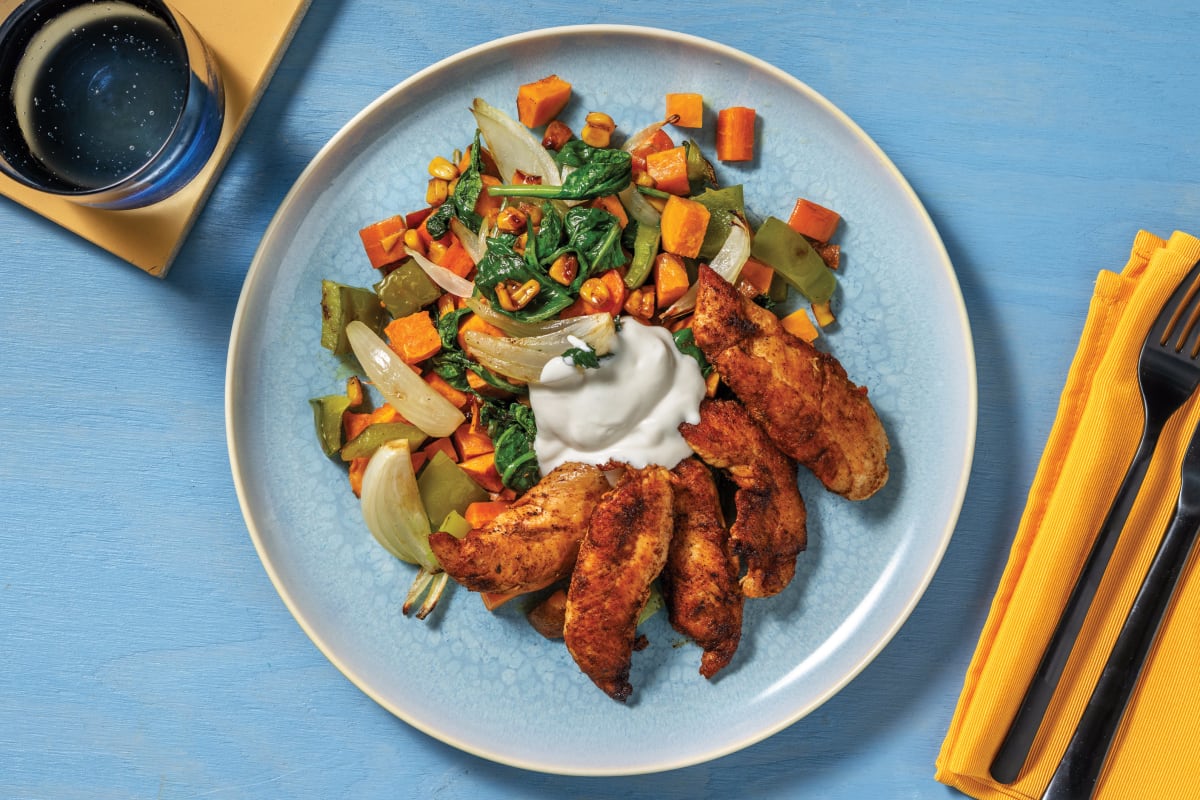 Mexican-Spiced Chicken & Roast Veggie Toss